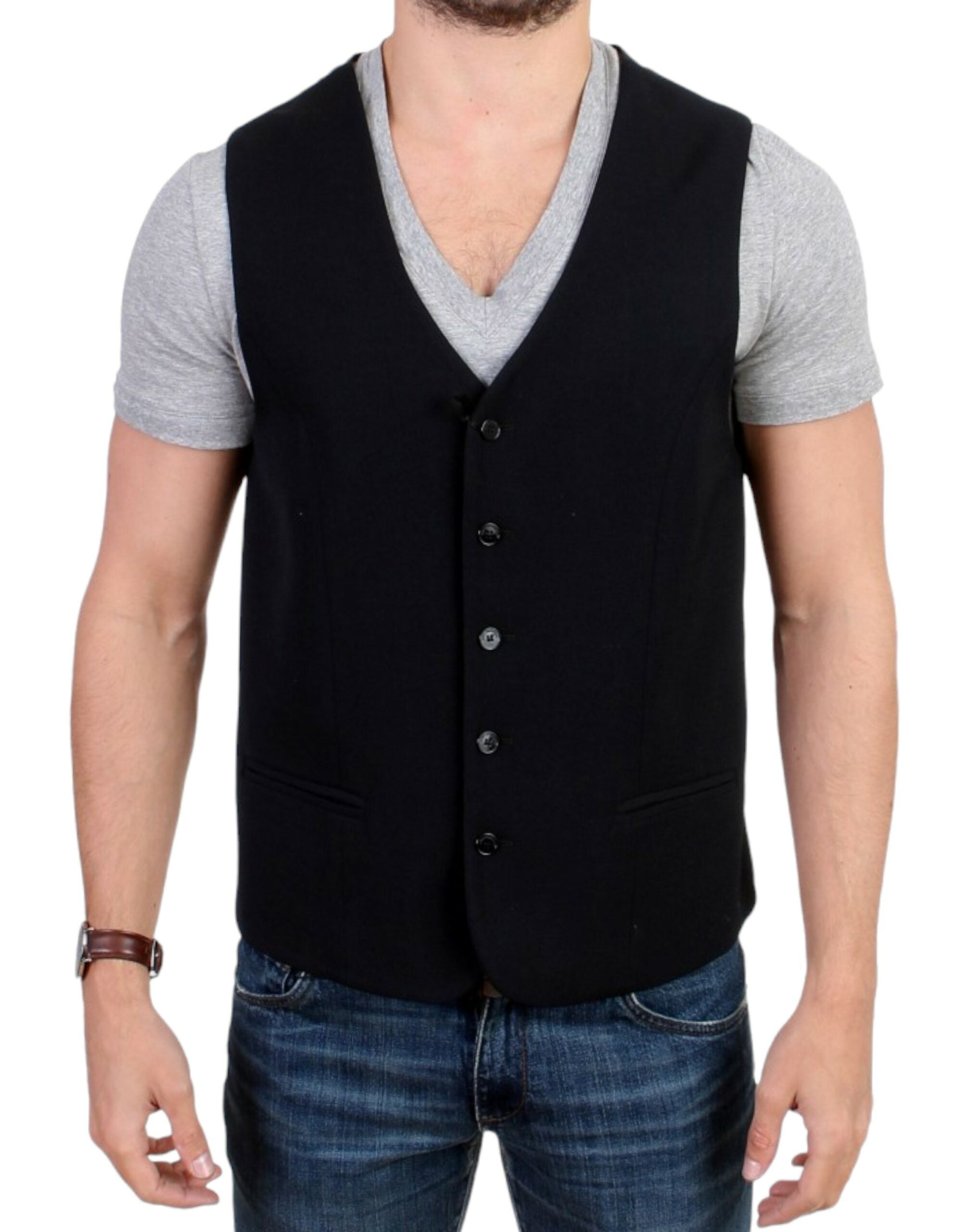 Costume National Black wool blend casual Men's vest