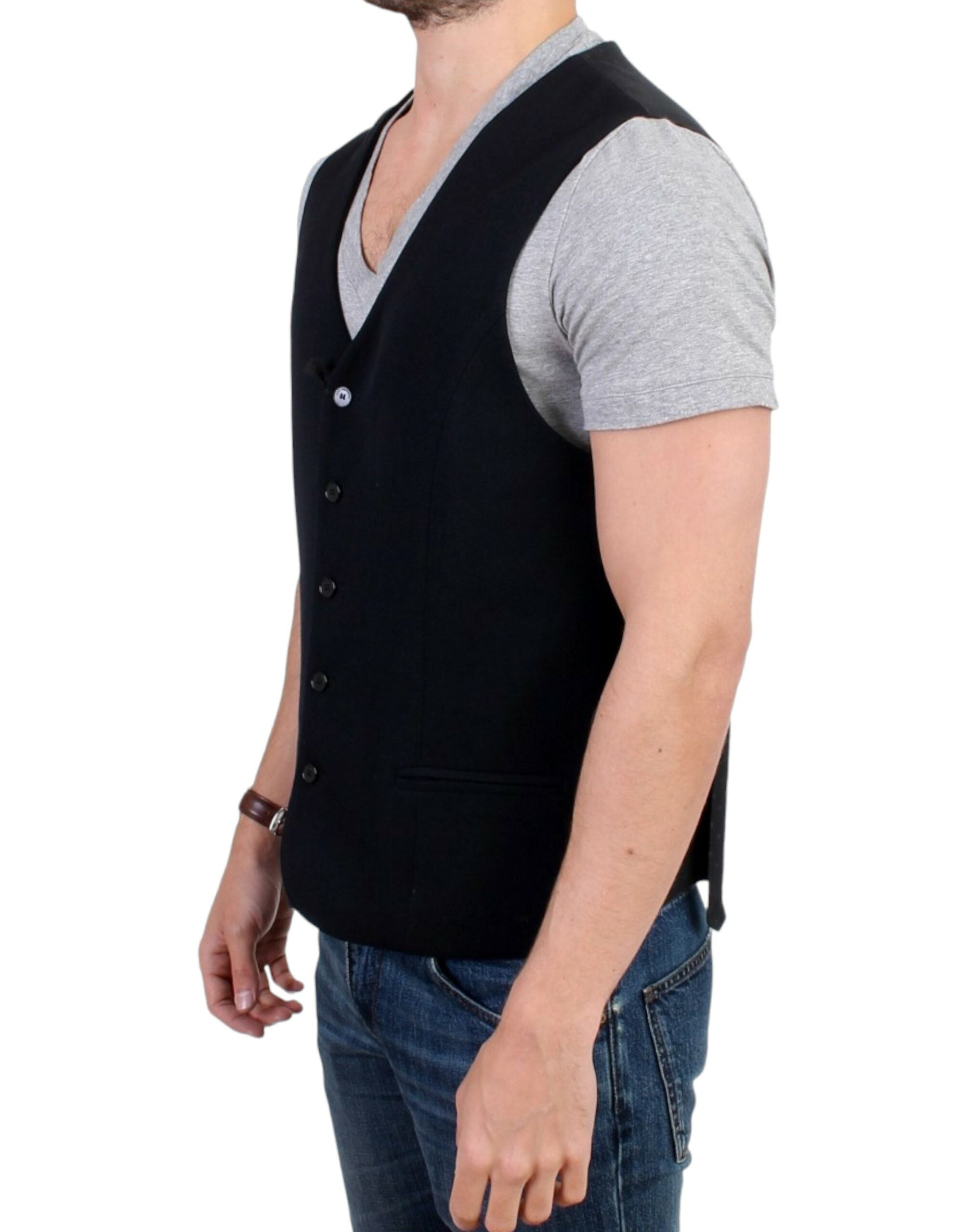 Costume National Black wool blend casual Men's vest