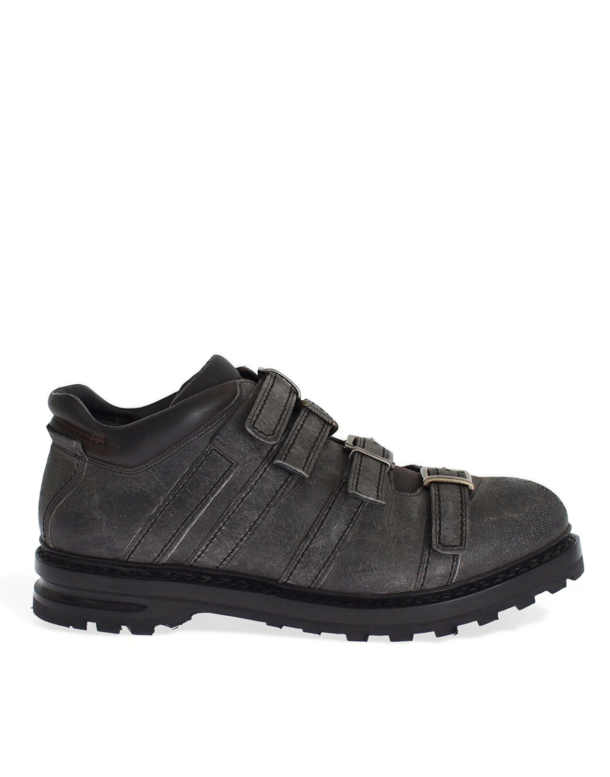 Dolce & Gabbana Gray Leather Ankle Strap Shoes Men's Boots