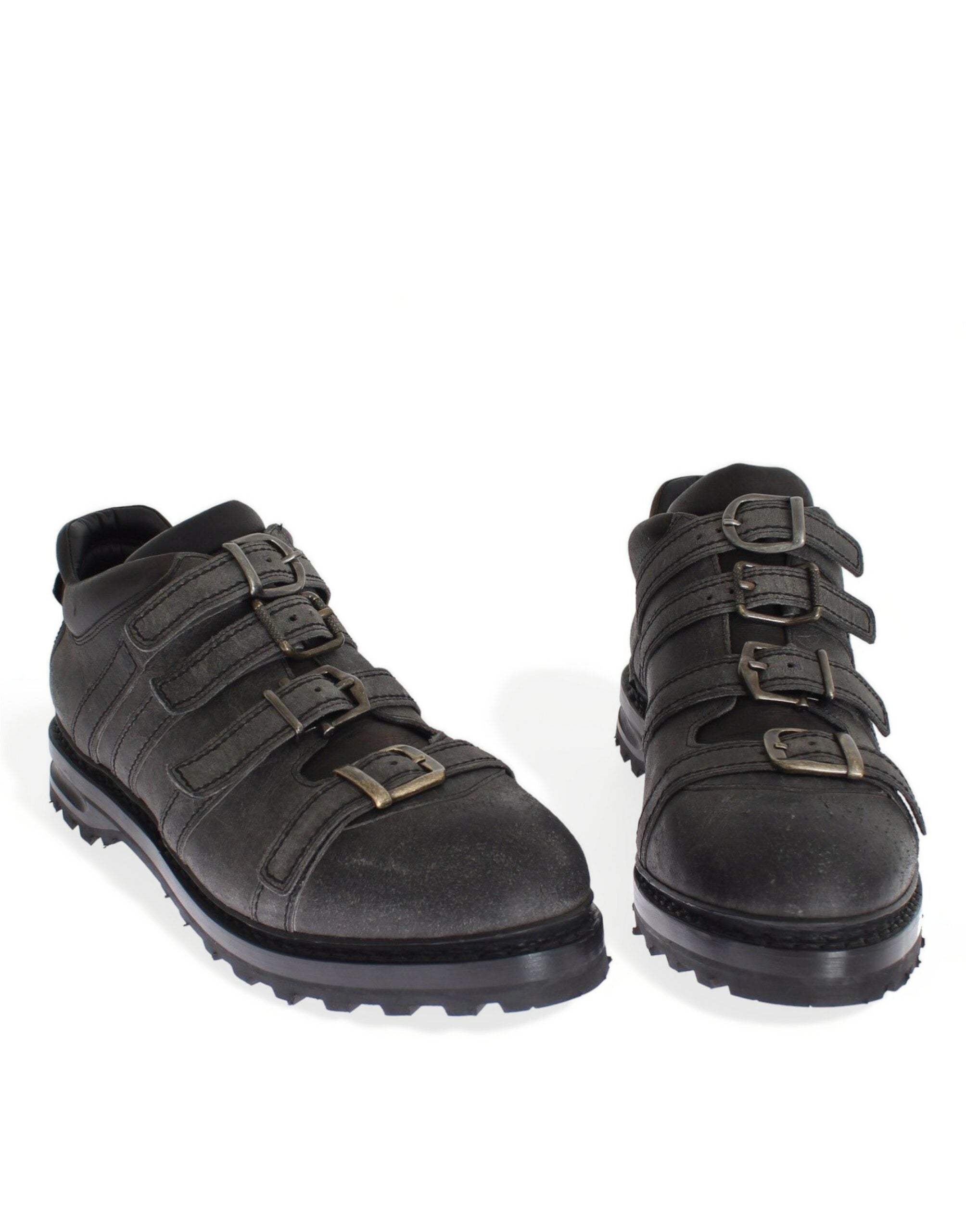Dolce & Gabbana Gray Leather Ankle Strap Shoes Men's Boots