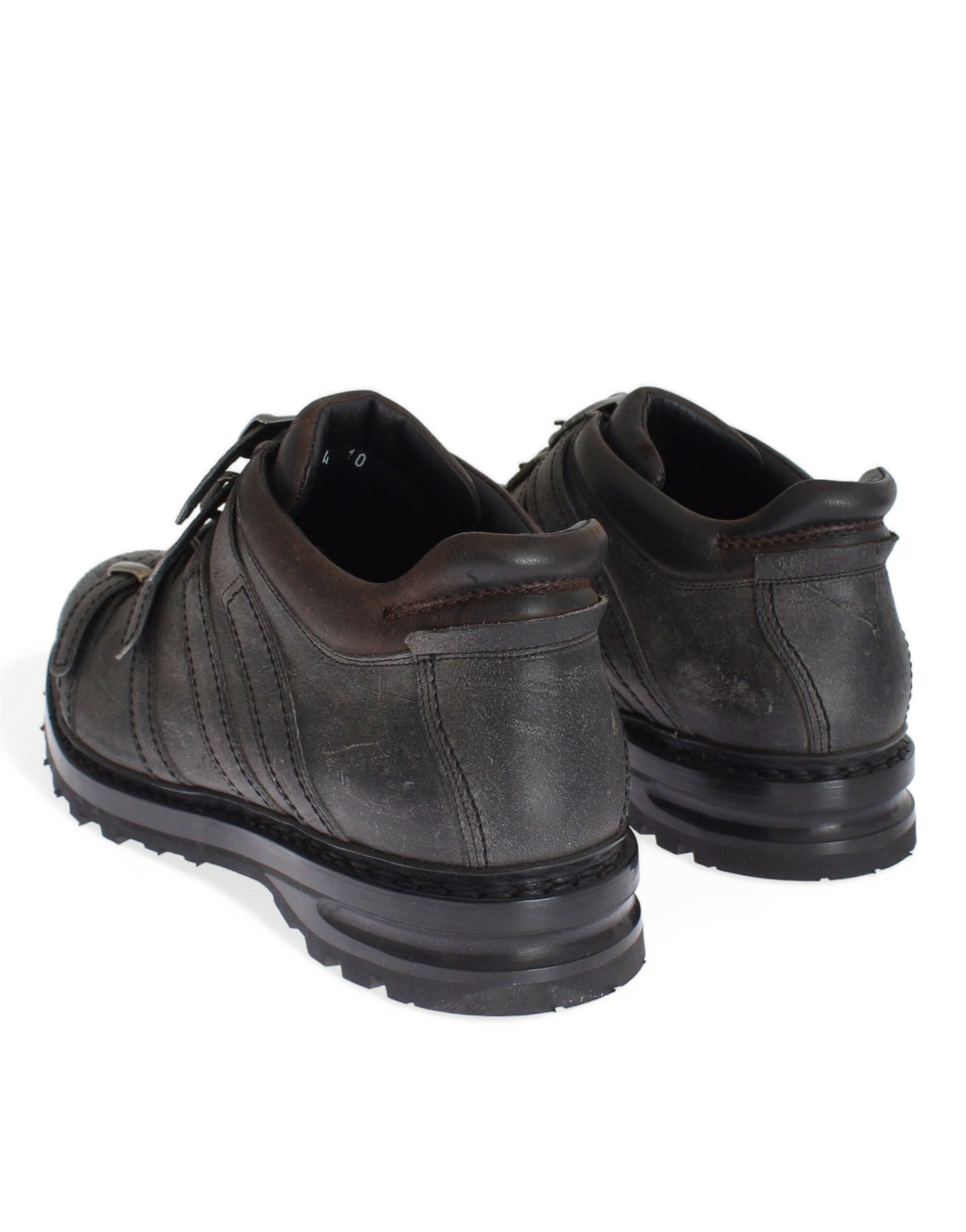 Dolce & Gabbana Gray Leather Ankle Strap Shoes Men's Boots