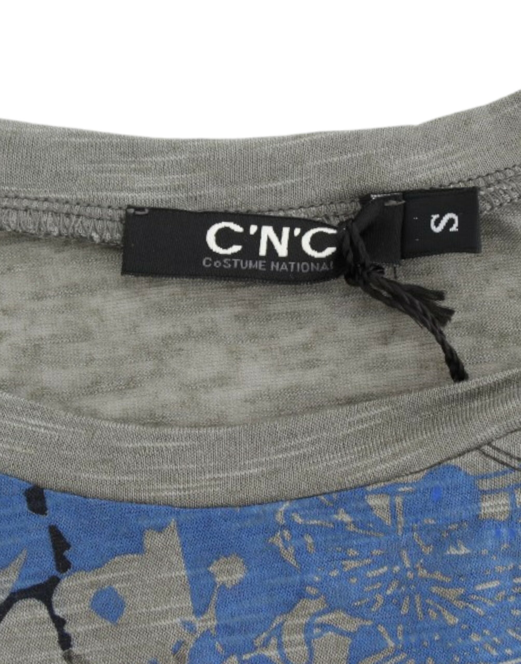 Costume National Chic Sleeveless Gray Top with Blue Women's Detailing
