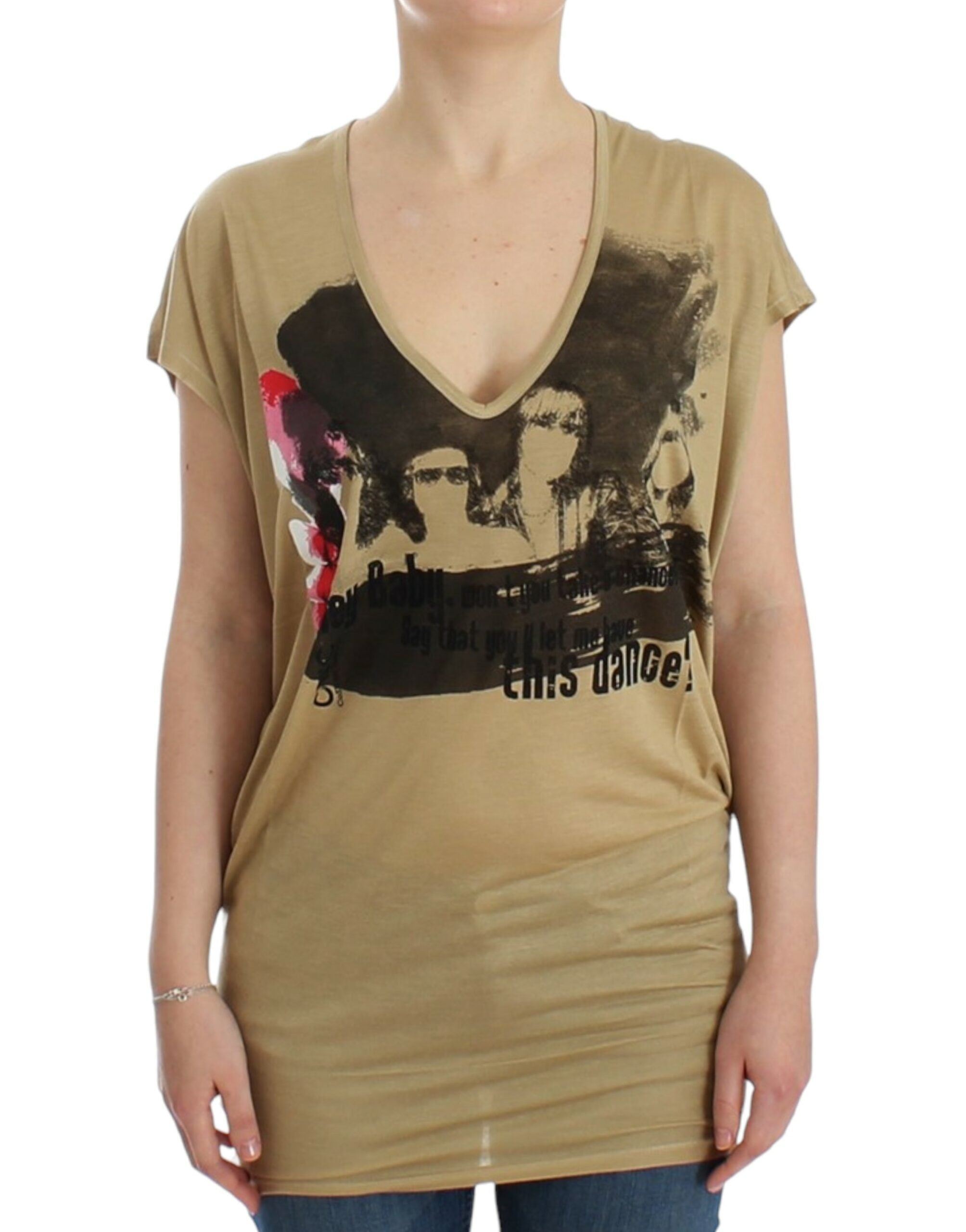 Costume National Beige motive print Women's t-shirt