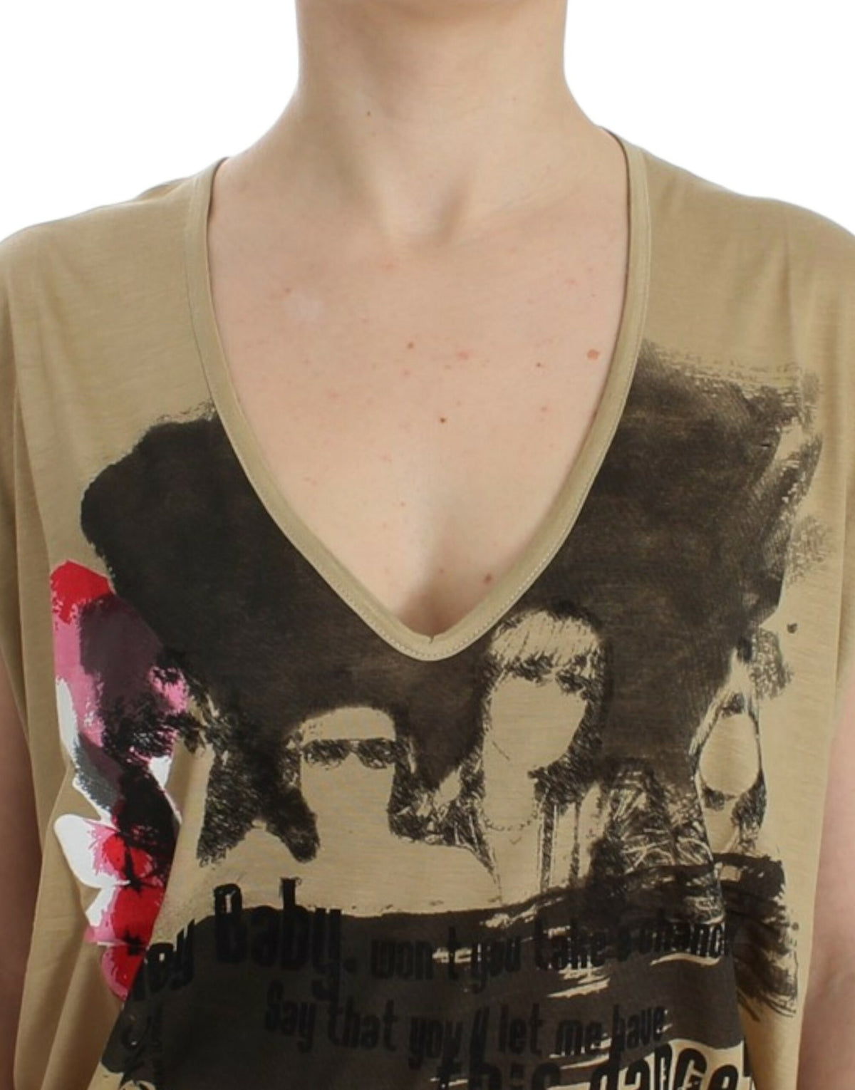 Costume National Beige motive print Women's t-shirt