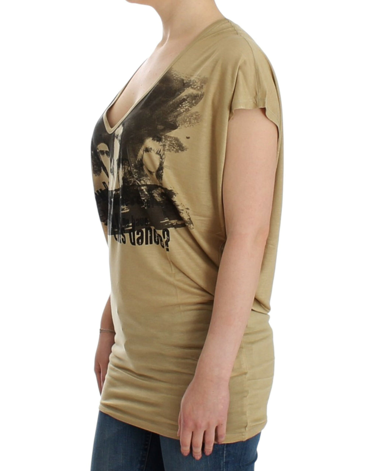 Costume National Beige motive print Women's t-shirt
