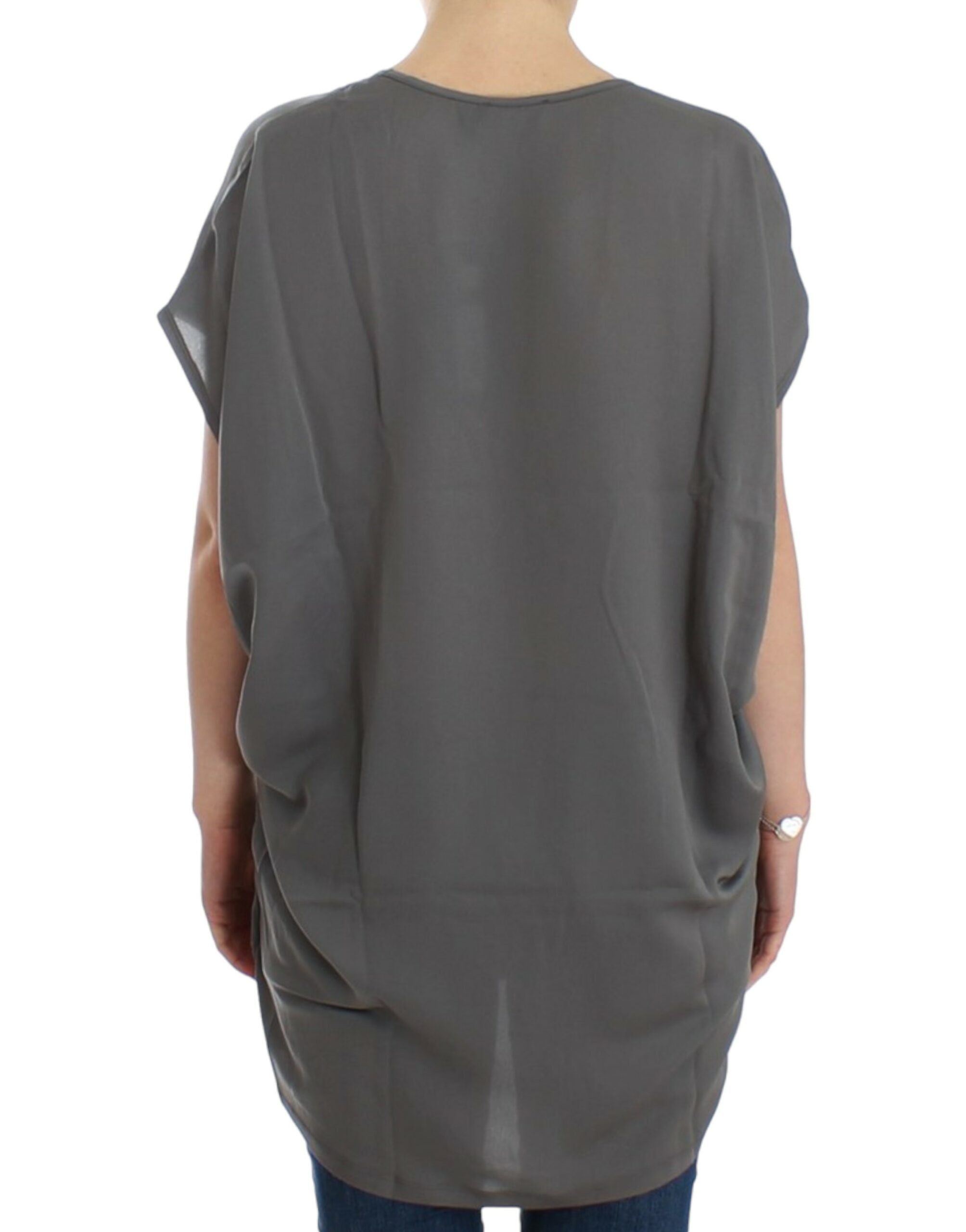 Costume National Gray V-neck long Women's t-shirt