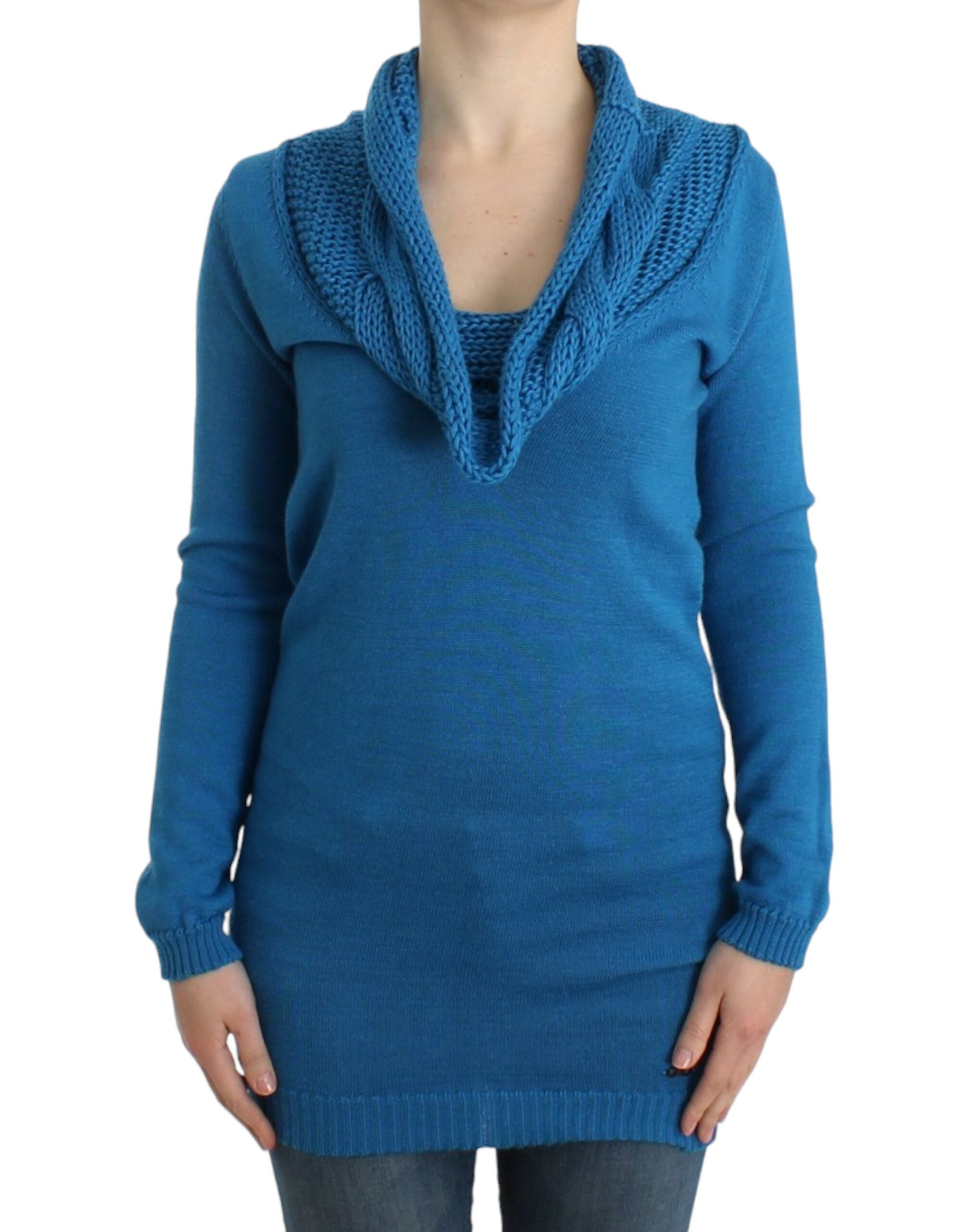 Costume National Blue knitted scoopneck Women's sweater