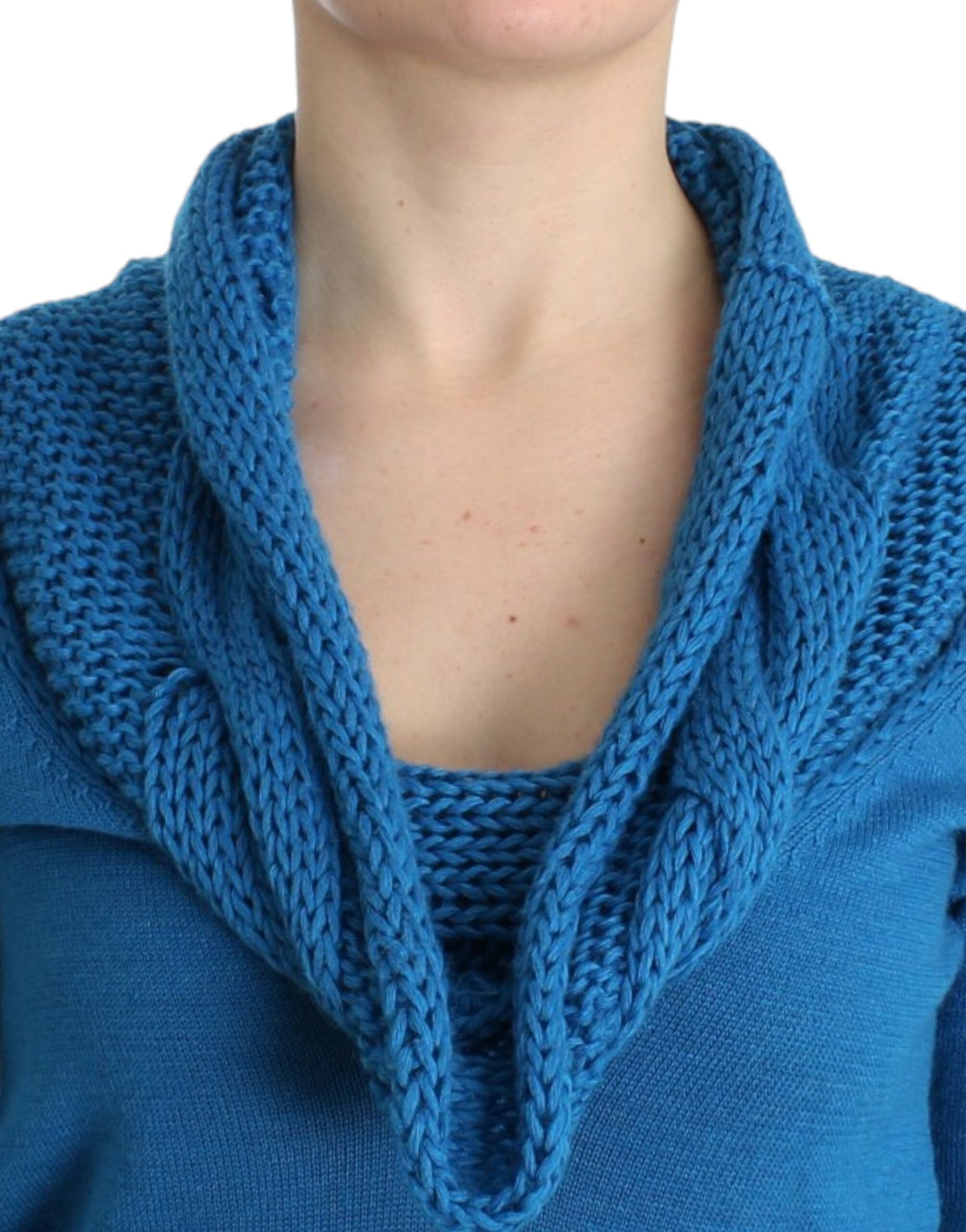 Costume National Chic Blue Scoop Neck Knit Women's Sweater
