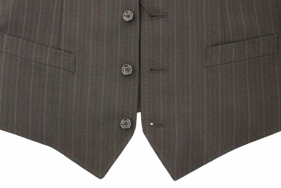 Dolce & Gabbana Elegant Striped Wool Dress Men's Vest