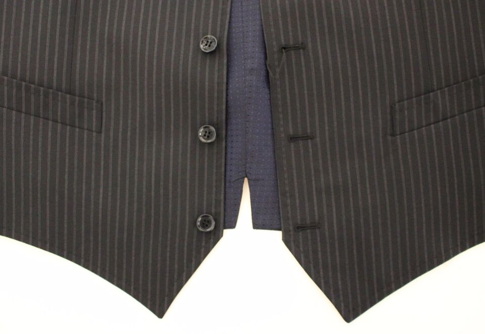 Dolce & Gabbana Elegant Gray Striped Dress Men's Vest