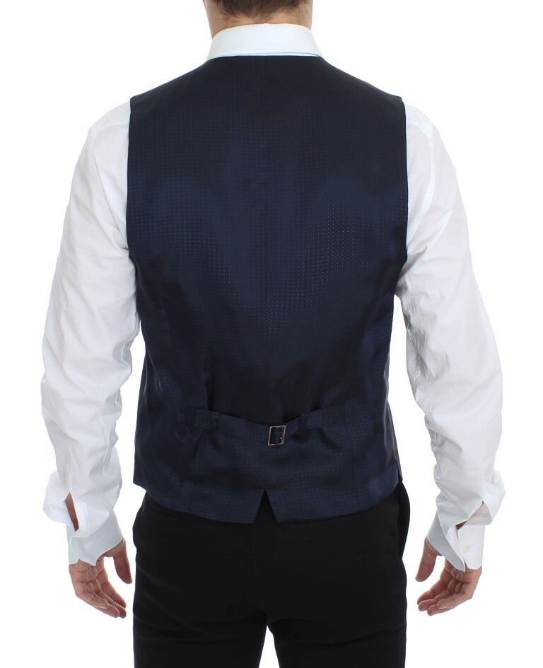 Dolce & Gabbana Elegant Gray Striped Dress Men's Vest