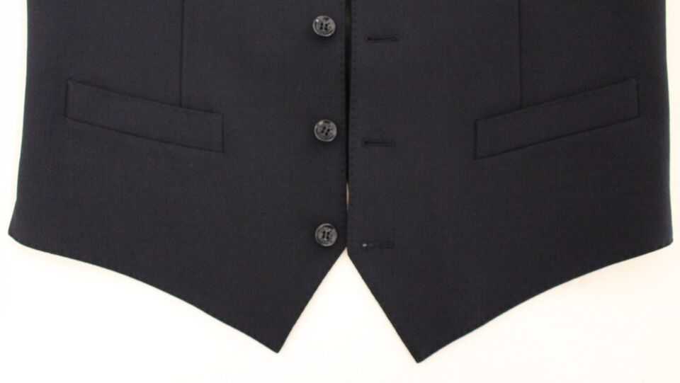 Dolce & Gabbana Blue Wool Formal Dress Vest Men's Gilet