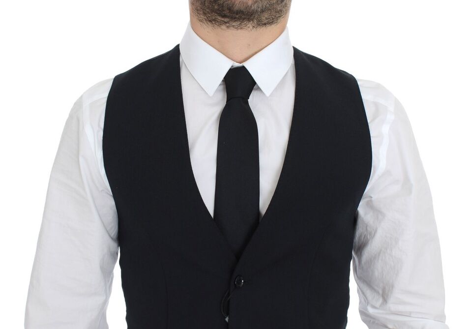 Dolce & Gabbana Blue Wool Formal Dress Vest Men's Gilet