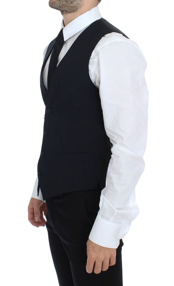Dolce & Gabbana Blue Wool Formal Dress Vest Men's Gilet