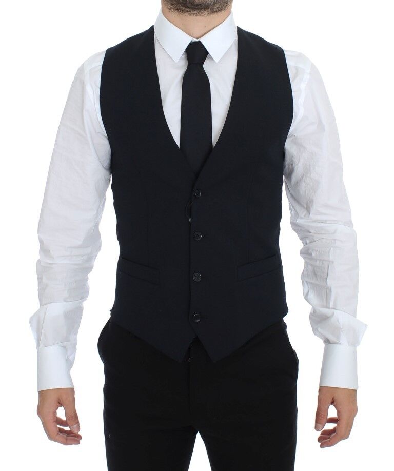 Dolce & Gabbana Blue Wool Formal Dress Vest Men's Gilet