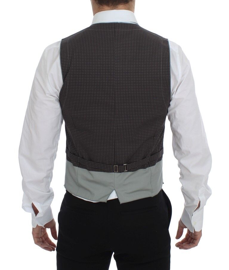 Dolce & Gabbana Gray Polka Dot Dress Vest Gilet Men's Weste