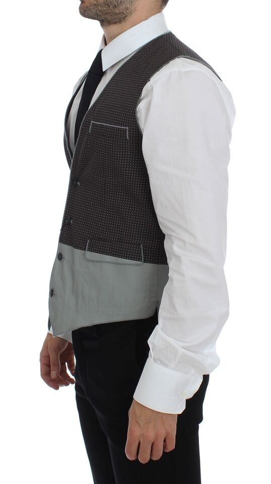 Dolce & Gabbana Gray Polka Dot Dress Vest Gilet Men's Weste