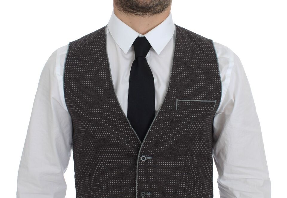Dolce & Gabbana Gray Polka Dot Dress Vest Gilet Men's Weste