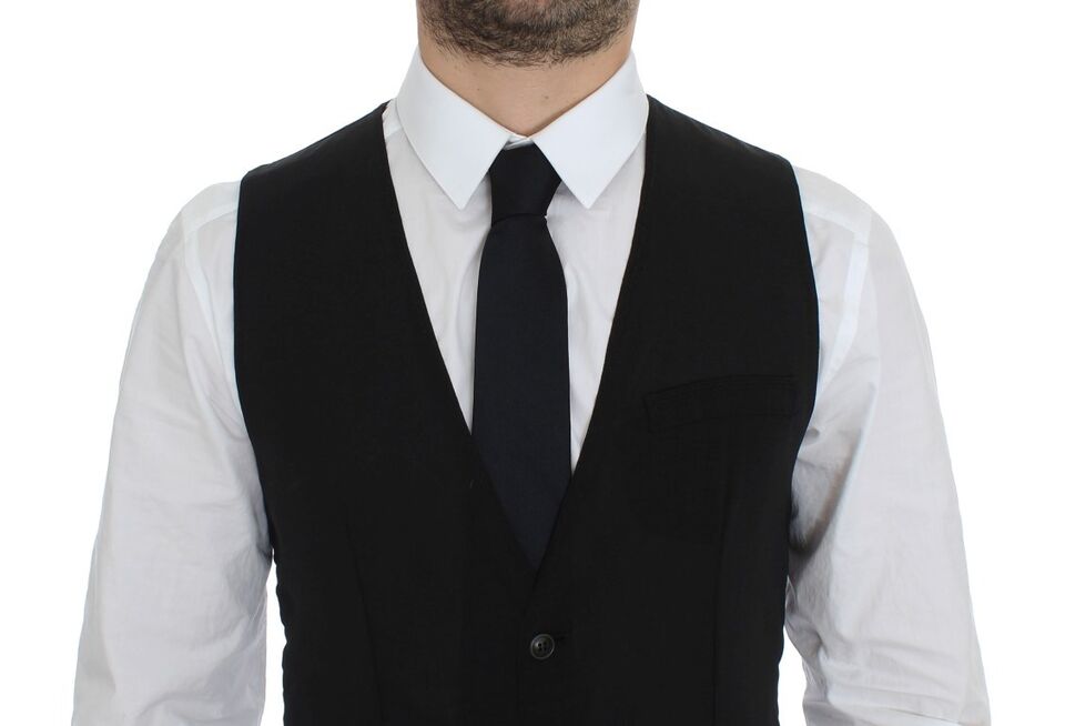 Dolce & Gabbana Black Wool Formal Dress Vest Gilet Men's Jacket