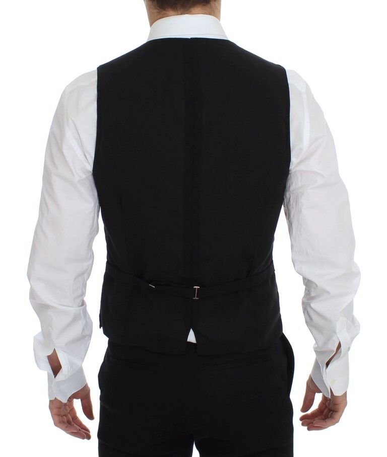 Dolce & Gabbana Black Wool Formal Dress Vest Gilet Men's Jacket
