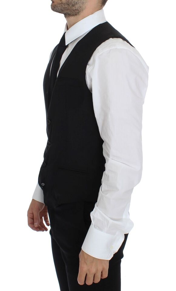 Dolce & Gabbana Black Wool Formal Dress Vest Gilet Men's Jacket