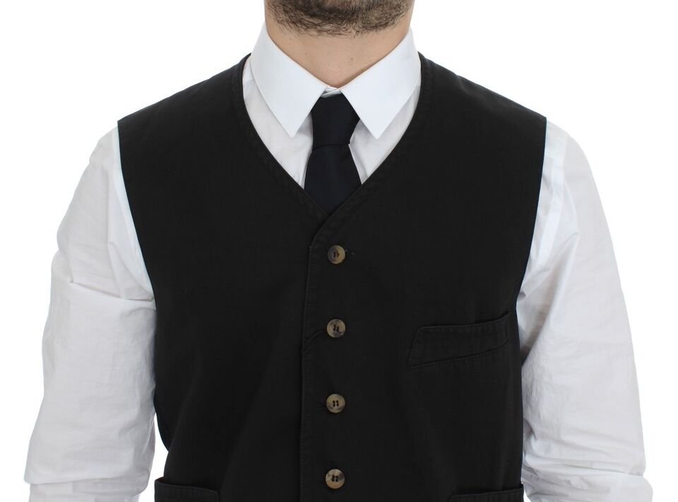 Dolce & Gabbana Elegant Black Cotton Blend Dress Men's Vest