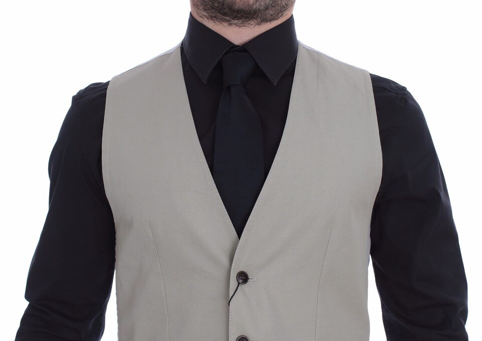 Dolce & Gabbana Beige Silk Blend Dress Formal Vest Men's Gilet