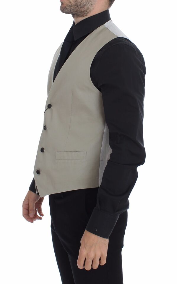 Dolce & Gabbana Beige Silk Blend Dress Formal Vest Men's Gilet