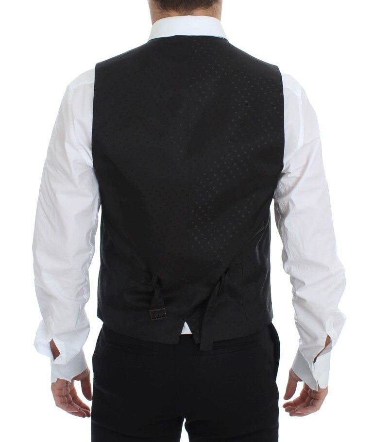 Dolce & Gabbana Black Wool Silk Stretch Dress Vest Men's Blazer