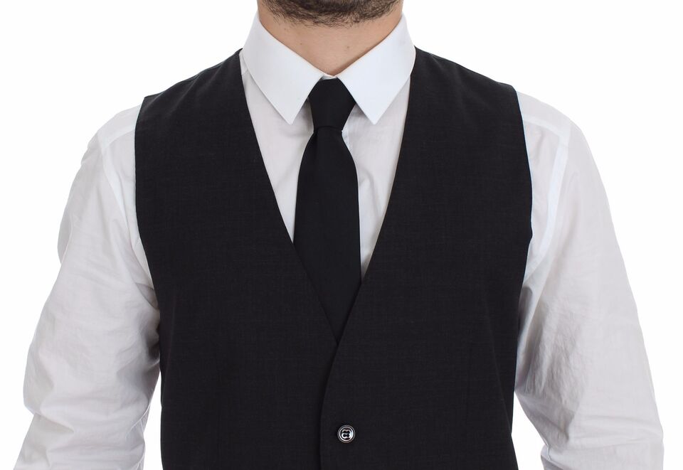 Dolce & Gabbana Gray Slim Fit Button Front Dress Formal Men's Vest