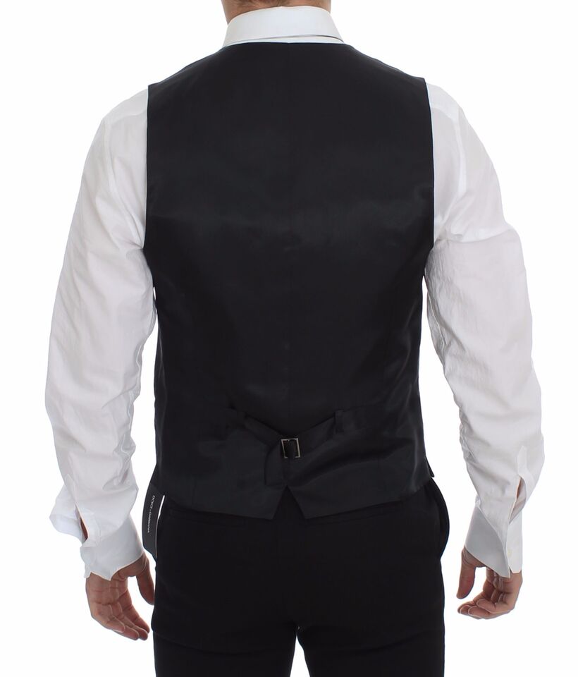 Dolce & Gabbana Gray Slim Fit Button Front Dress Formal Men's Vest