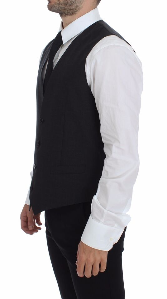 Dolce & Gabbana Gray Slim Fit Button Front Dress Formal Men's Vest