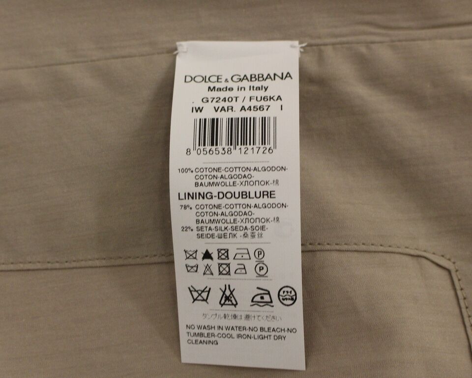 Dolce & Gabbana Beige Cotton Slim Fit Button Front Dress Men's Vest