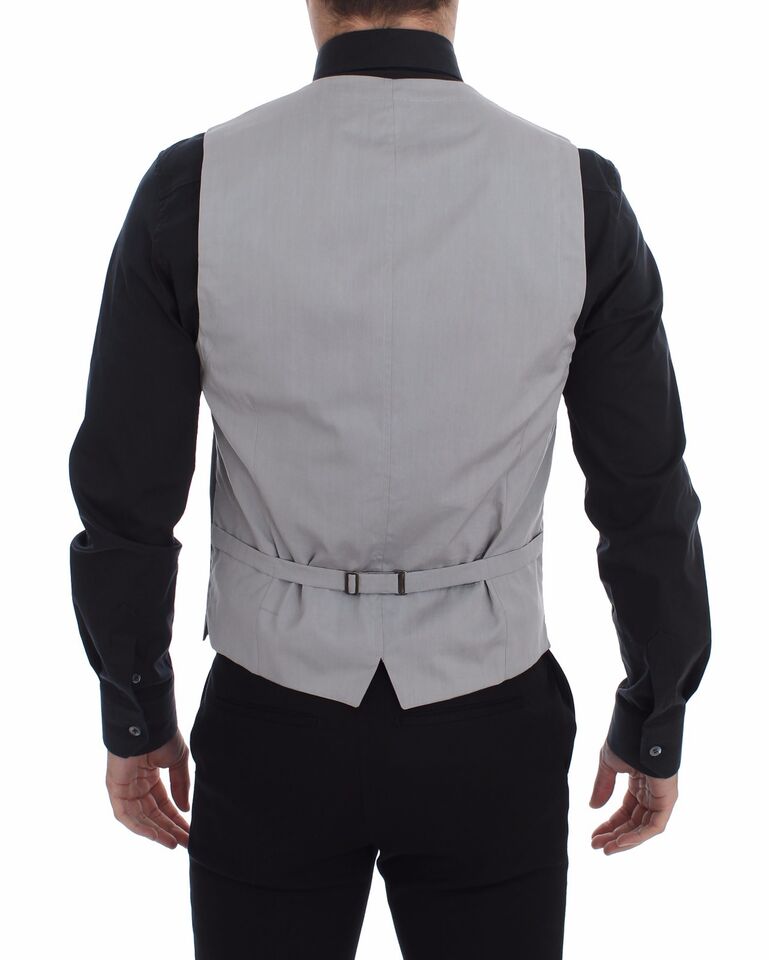 Dolce & Gabbana Gray Cotton Slim Fit Button Front Dress Men's Vest