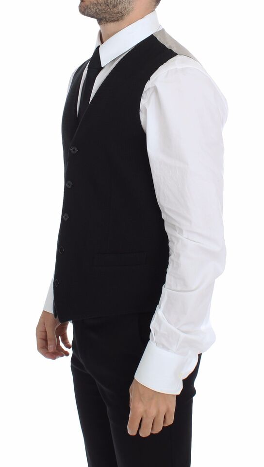 Dolce & Gabbana Black Cotton Dress Vest Blazer Men's Jacket