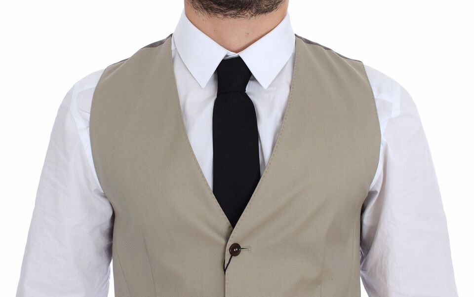 Dolce & Gabbana Beige Cotton Dress Vest Blazer Men's Jacket