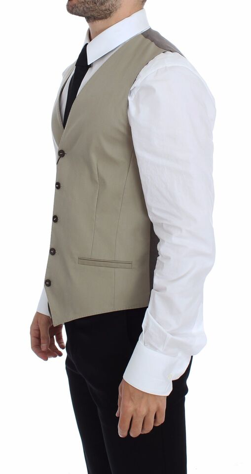 Dolce & Gabbana Beige Cotton Dress Vest Blazer Men's Jacket