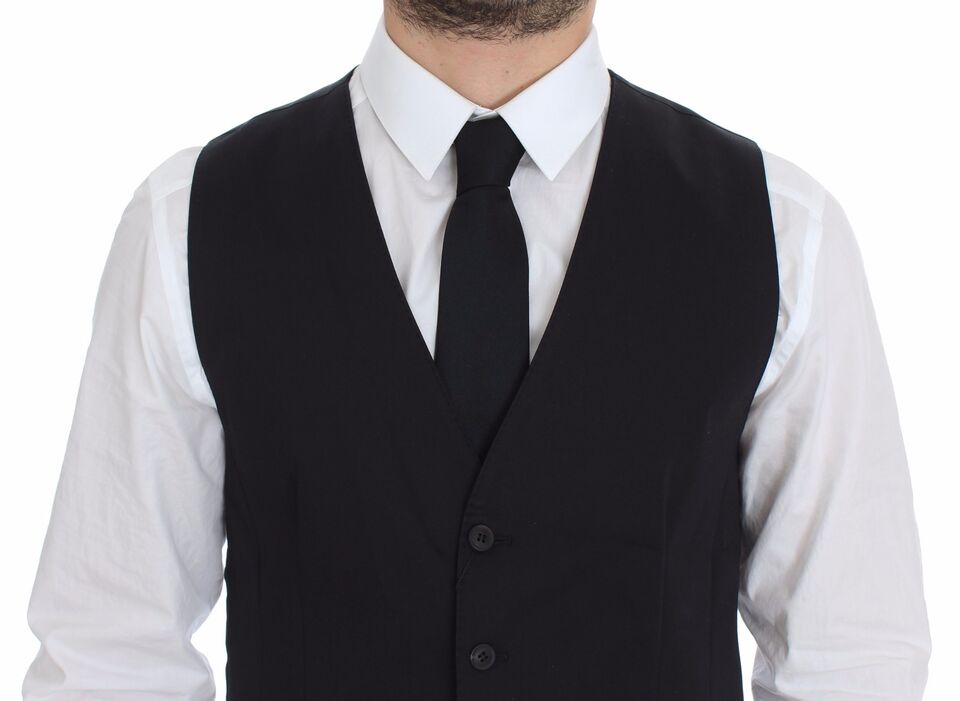 Dolce & Gabbana Blue Cotton Stretch Dress Vest Men's Blazer