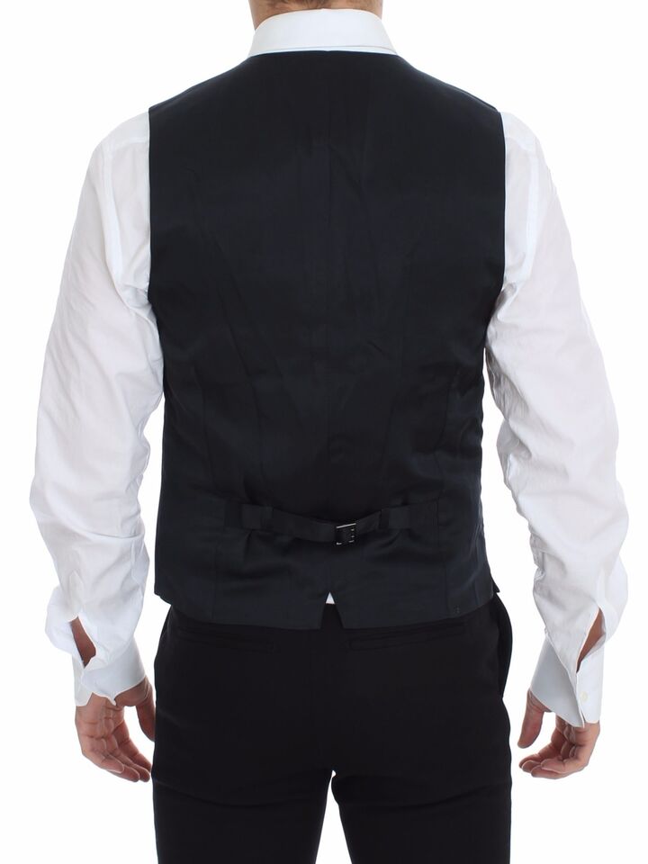 Dolce & Gabbana Blue Cotton Stretch Dress Vest Men's Blazer