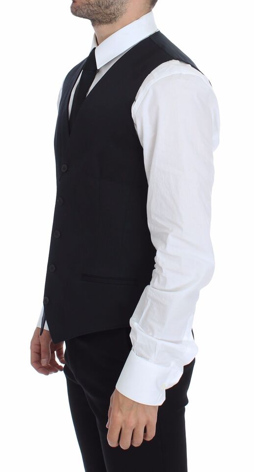 Dolce & Gabbana Blue Cotton Stretch Dress Vest Men's Blazer