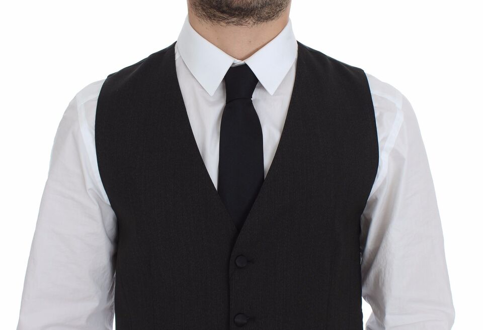Dolce & Gabbana Gray Wool Stretch Dress Vest Men's Blazer
