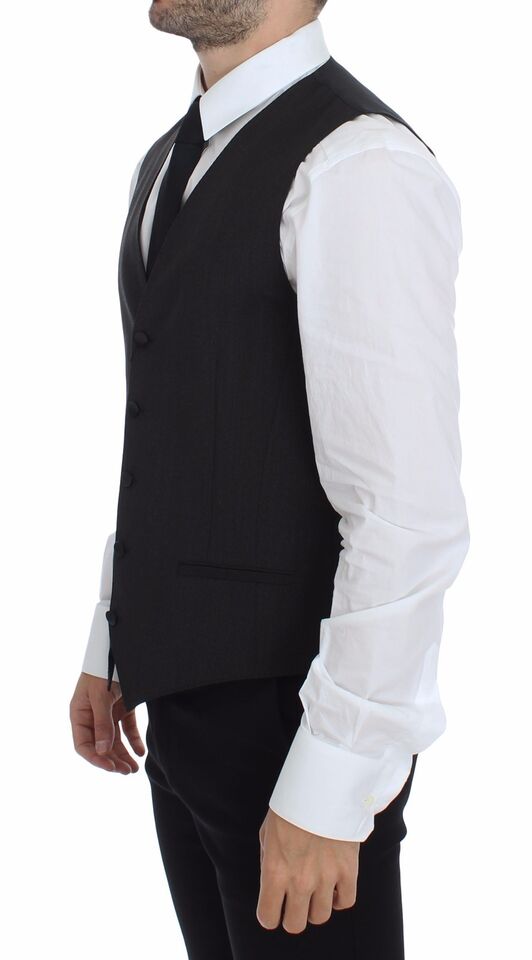 Dolce & Gabbana Gray Wool Stretch Dress Vest Men's Blazer