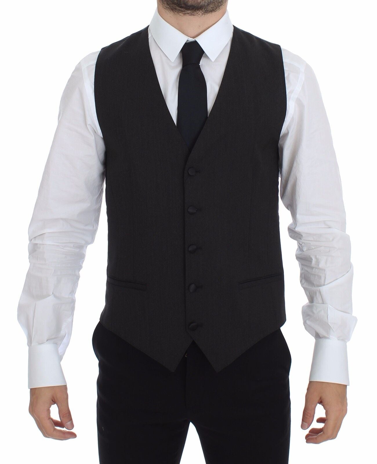 Dolce & Gabbana Gray Wool Stretch Dress Vest Men's Blazer