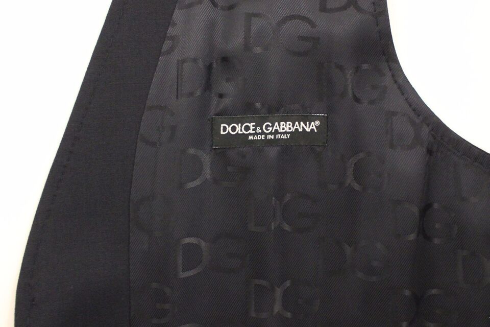 Dolce & Gabbana Gray Striped Wool Silk Dress Vest Men's Gilet