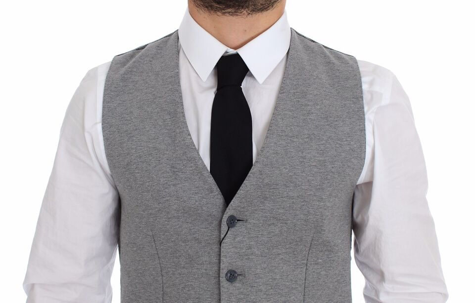 Dolce & Gabbana Gray Cotton Stretch Dress Vest Men's Blazer