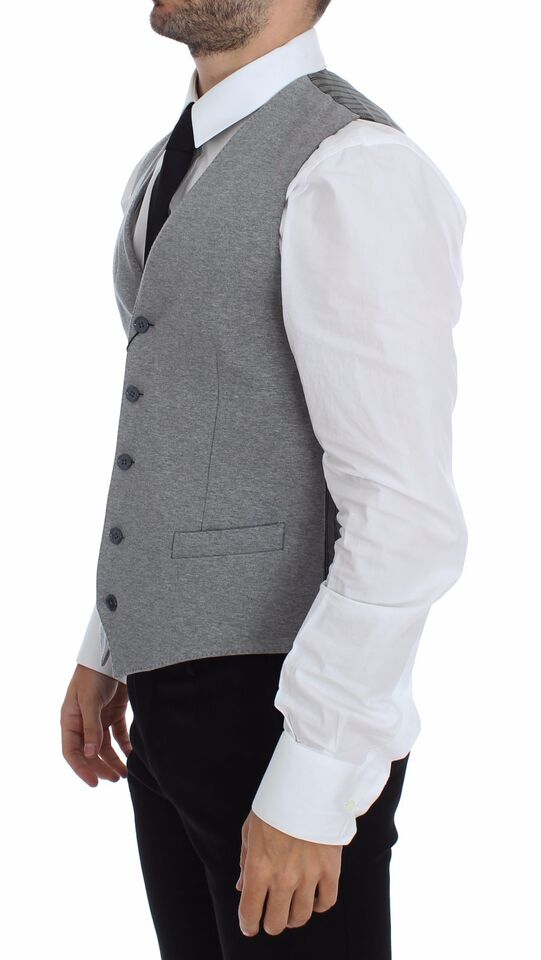 Dolce & Gabbana Gray Cotton Stretch Dress Vest Men's Blazer