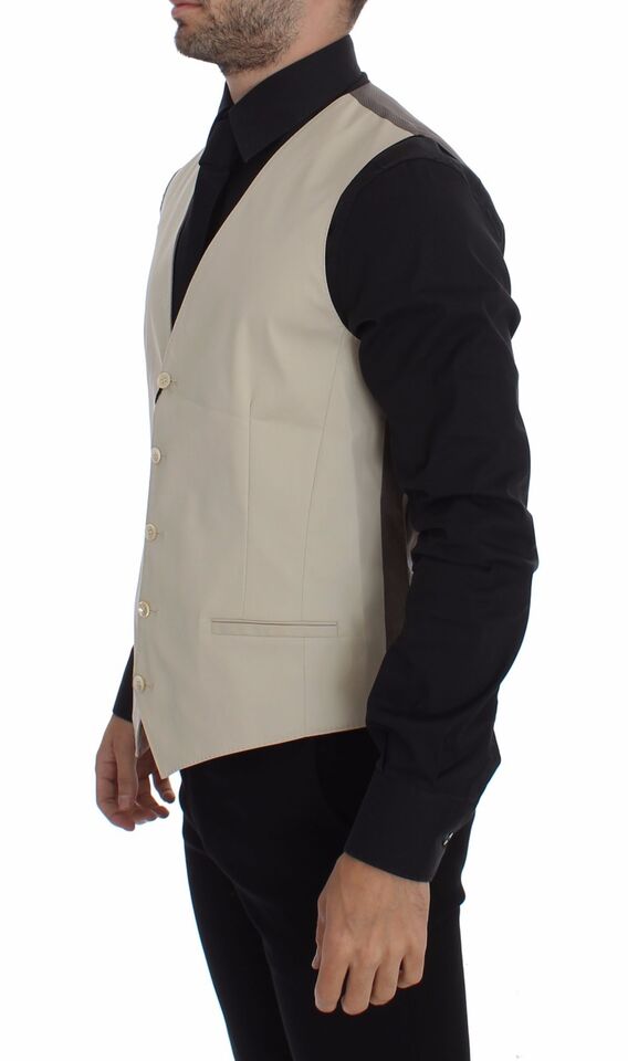 Dolce & Gabbana Beige Cotton Stretch Dress Vest Men's Blazer