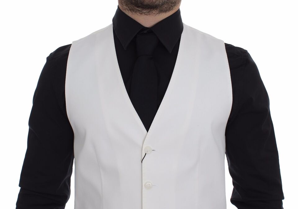 Dolce & Gabbana White Cotton Silk Blend Dress Vest Men's Blazer
