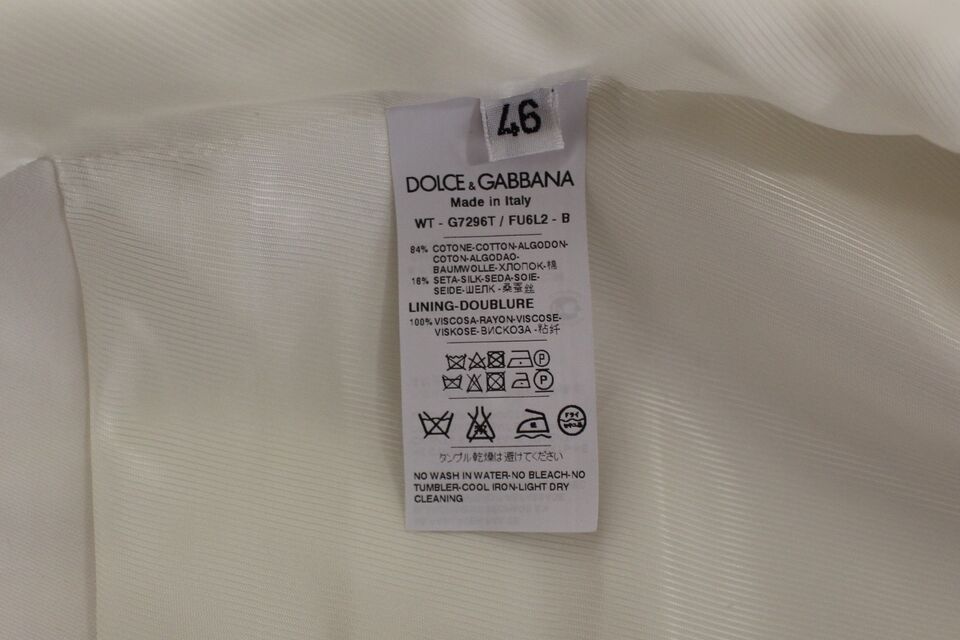 Dolce & Gabbana White Cotton Silk Blend Dress Vest Men's Blazer