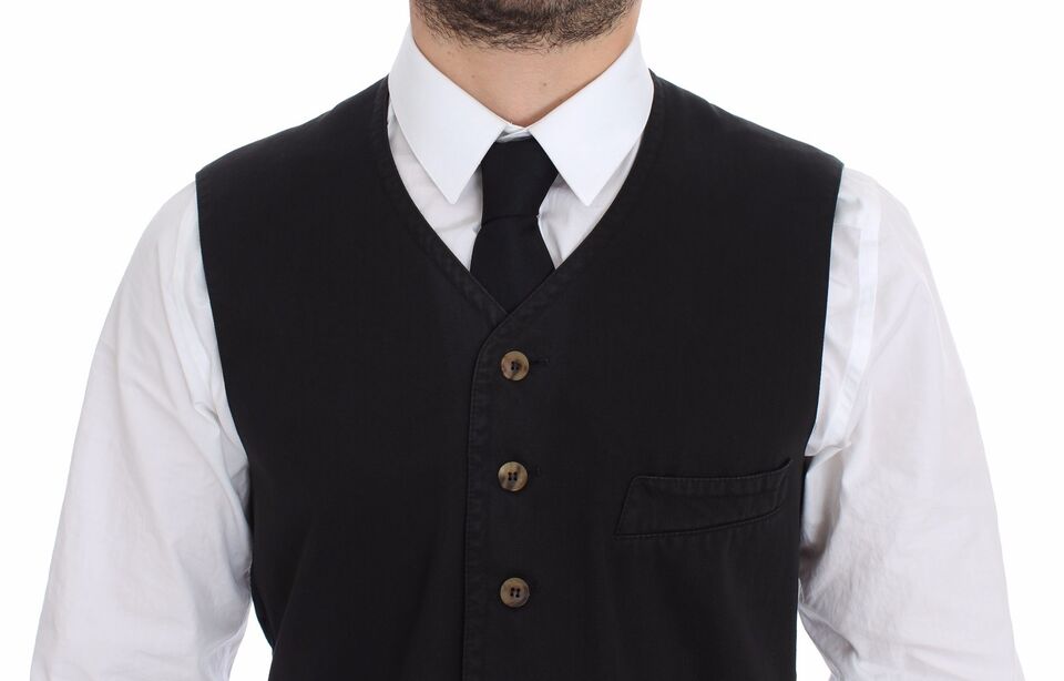 Dolce & Gabbana Black Cotton Viscose Dress Vest Men's Blazer